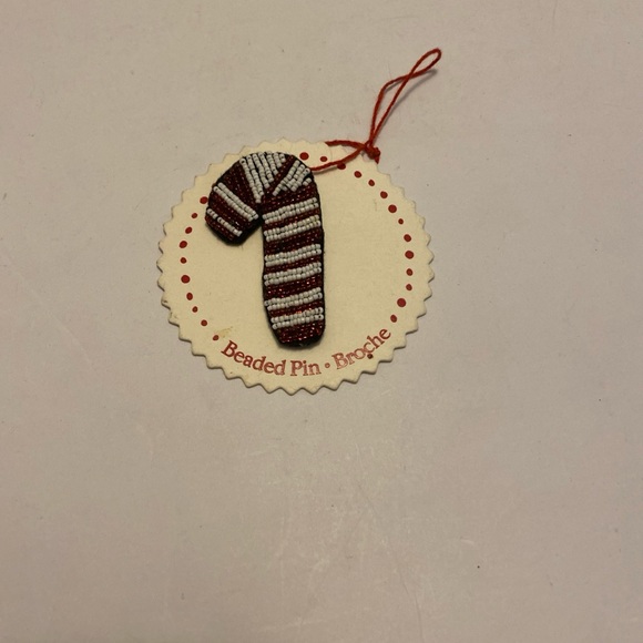 Hallmark Beaded Candy Cane Pin by Artist Cindy Pawlyshn New on Card GR8 Gift - Picture 3 of 15